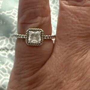 Elegant Silver Square-Cut Ring